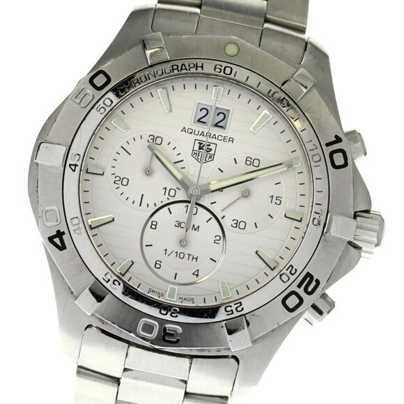 TAG HEUER Aqua racer CAF101F Chronograph Date Silver Dial Quartz Men's - Picture 9 of 11